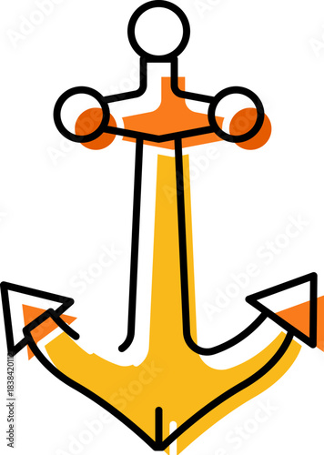 Hand drawn anchor representing stability and security concept