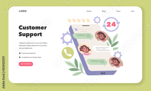 Customer Support Vector Illustration with Chat Interface