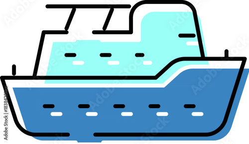 Modern nautical boat icon line color drawing