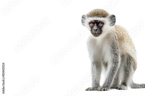 Detailed vervet monkey isolated on transparent background