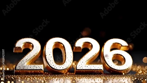 Golden number 2026. This number is set against a dark background, evoking a sense of elegance and sophistication. The golden hue of the numbers conveys a sense of prosperity and celebration