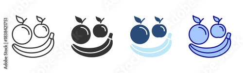 Fruit Icon Set. Designed In Multi Style