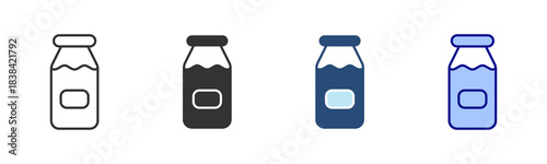 Milk Icon Set. Designed In Multi Style