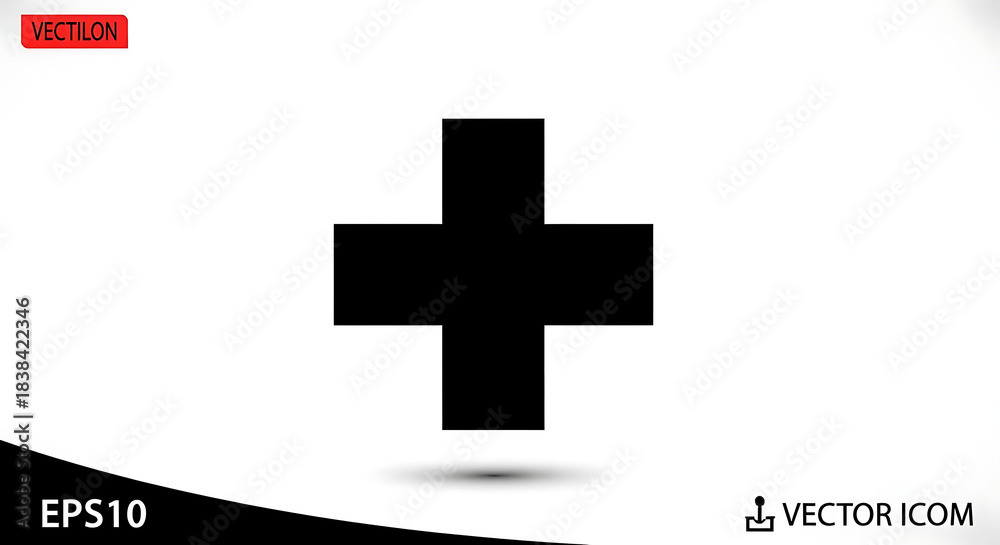 Obraz premium Black plus sign symbol isolated on white background vector icon