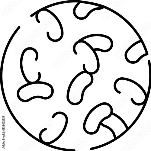 Bacteria cells growing inside petri dish icon