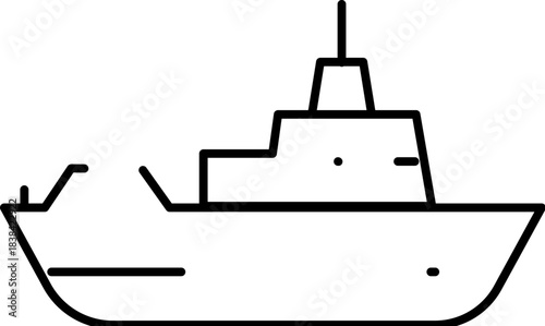 Naval warship military vessel line art vector icon