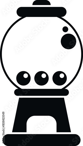 Gumball machine offering sweet candy in a simple black and white vector illustration