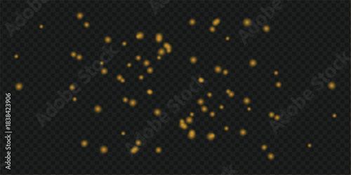 Brilliant shimmering golden particles creating a captivating light effect, perfect for abstract design overlays and festive backgrounds