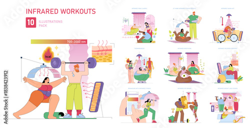 Infrared Workouts Pack Vector Illustration Set