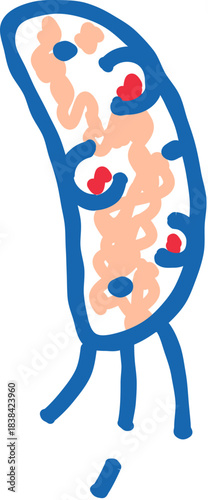 Bacteria microorganism conceptual representation with flagella and nucleus