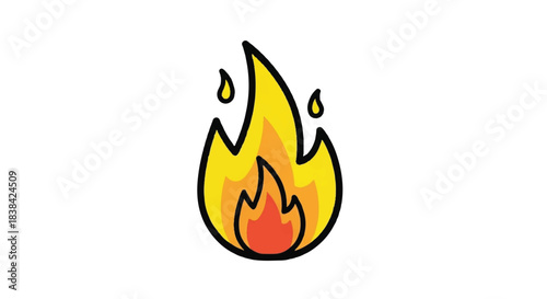 Simple Cartoon Flame Icon with Yellow and Orange Hues.