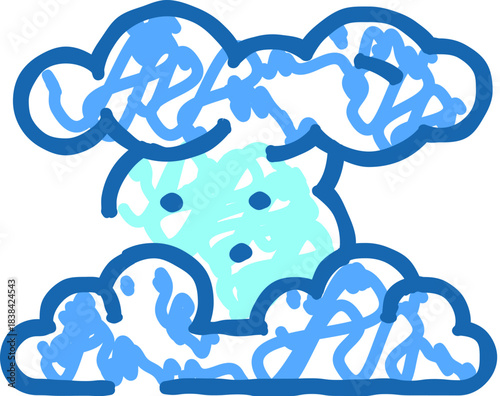 Cumulus cloud raining cartoon line drawing