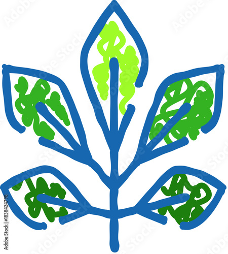 Abstract leaf drawing representing nature and ecology concept