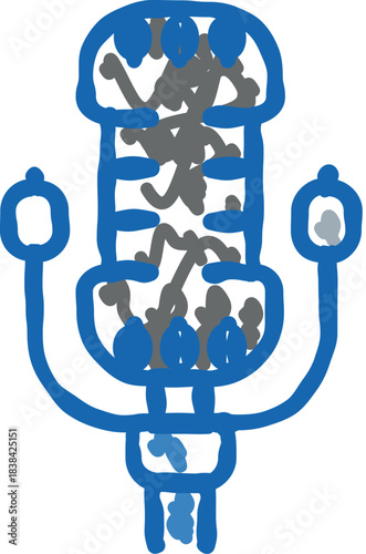 Blue doodle microphone icon representing sound recording
