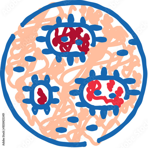 Viruses and bacteria infecting a human cell or petri dish