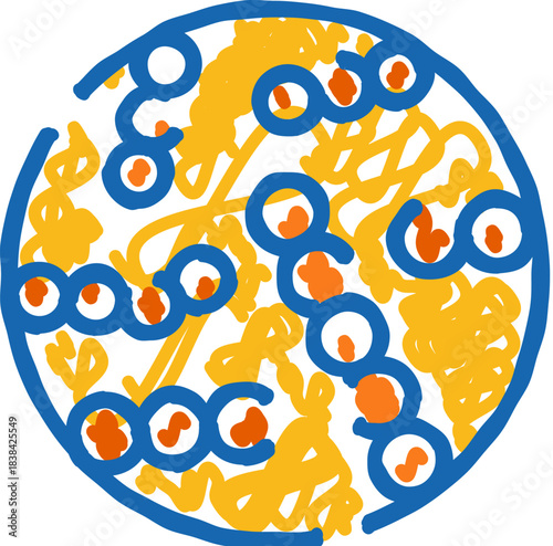 Abstract microbiology petri dish with bacterial colonies