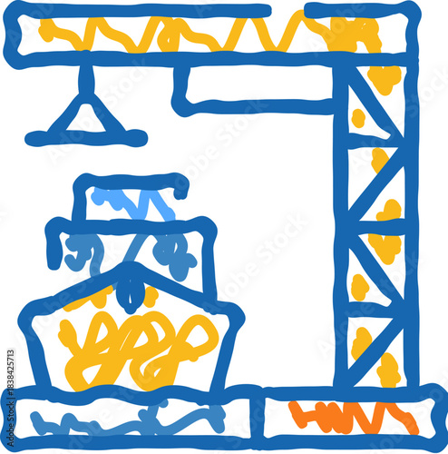 Shipbuilding industry sketch constructing large vessel doodle