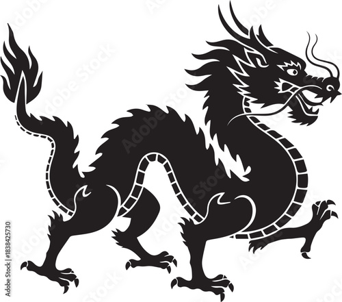 Traditional chinese dragon silhouette illustration