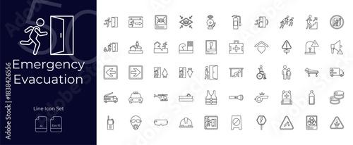 Emergency Evacuation Line Editable Icons set