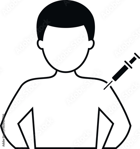 Man receiving vaccination injection in arm icon