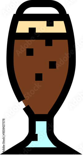 Dark porter beer glass with foam icon