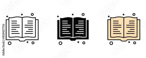 Discover amazing knowledge with this stylized open book design representing education, literature, and learning resources