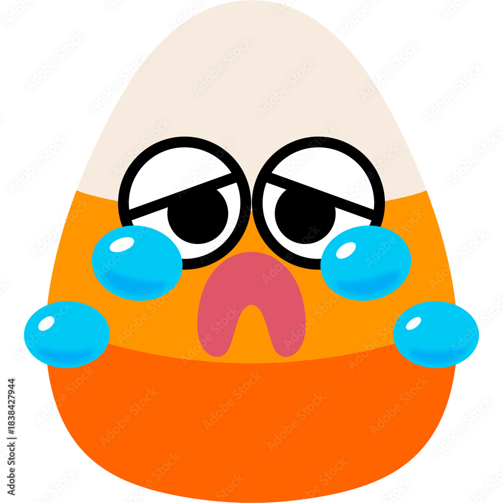 Fototapeta premium Candy Corn Crying Face Cartoon