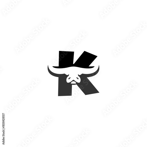 Aggressive Bull Head Letter K...