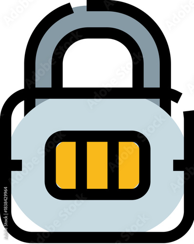 Combination lock representing security and digital protection
