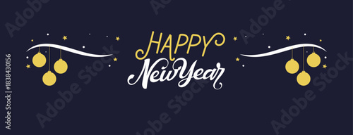 Happy New Year Vector illustration for website banner, social media banner, covers, greeting card, posters, business and marketing material. Modern New Year 2026 Background Banner Holiday 