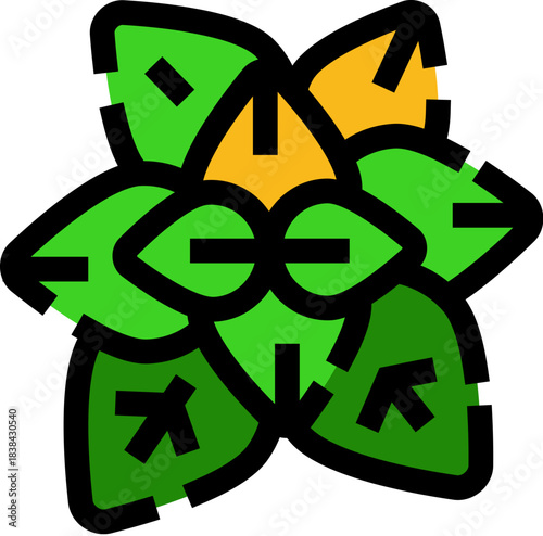 Green hop cone for brewing beer ingredient icon