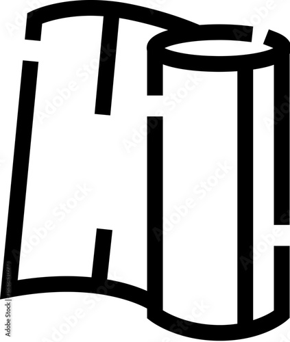 Unrolling fabric paper scroll icon black outline