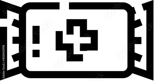 Medicine wrapper with plus sign icon concept