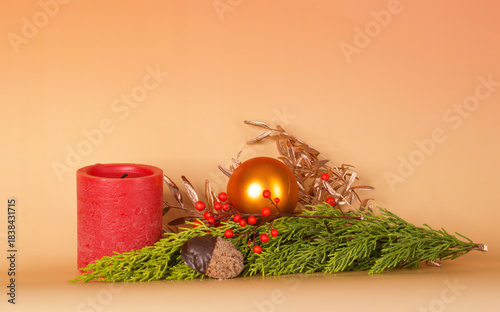 christmas candle and decorations