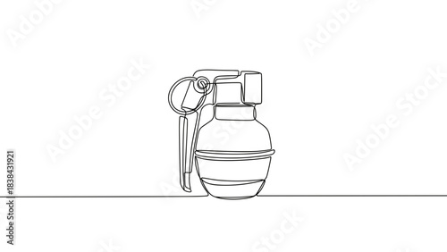 Hand-drawn outline of a grenade on plain background  