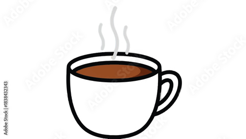 Steaming Hot Coffee Cup with Aroma Rising.