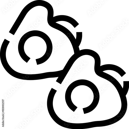 Simple line art icon showing two fried eggs