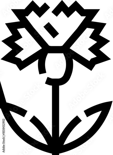 Minimalist black and white carnation flower line art design