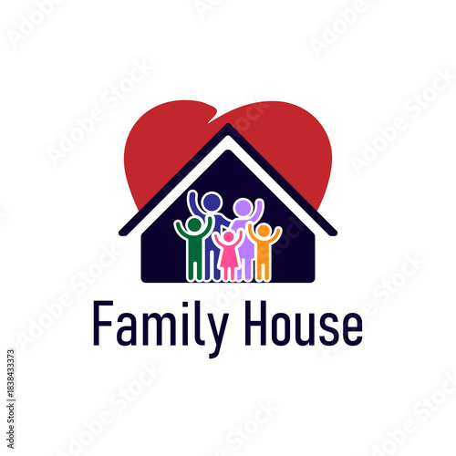 House Building and family ,vector silhouette Icons and symbol