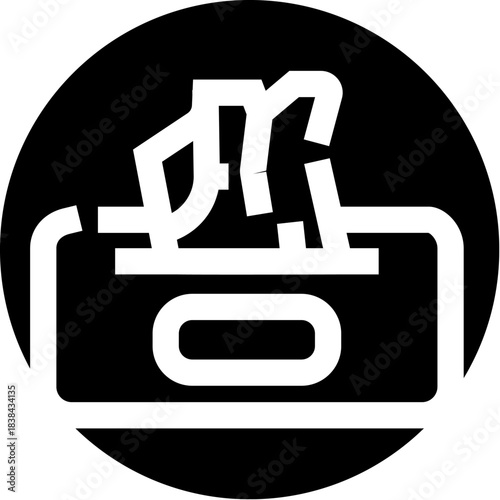 Tissue box dispenser icon illustrating hygiene and cleaning