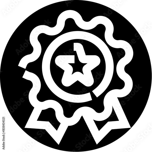 Quality achievement badge icon with star symbol