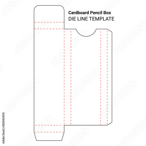 Cardboard Pencil Box die cut template