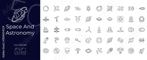 Space And Astronomy Line Editable Icons set