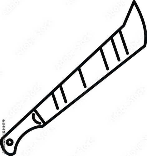 Machete line icon symbolizing a tool for cutting and clearing vegetation