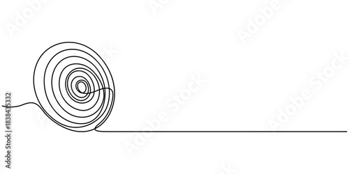 Continuous one line drawing of arrow in center of target. Single line art minimalist hand drawn vector illustration