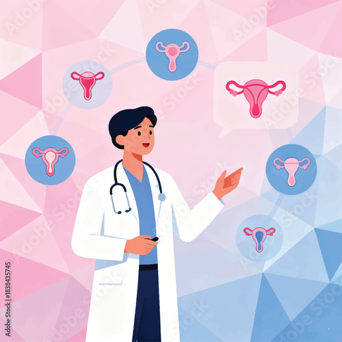 Illustration Of A Doctor Providing Education About Reproductive Health Vector Design Template