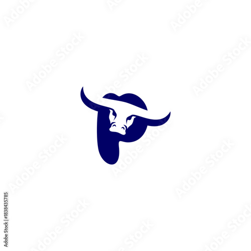 A bold bull head integrated into a stylized alphabet design. Perfect for fitness brands, steak restaurants, sports teams, and tough visual identities.