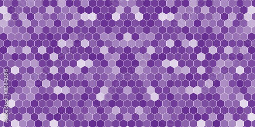 A seamless pattern of various shades of purple hexagons. The pattern creates a visually appealing and calming effect, with a soft and dreamy aesthetic.