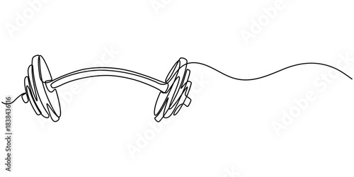Continuous one line drawing of dumbbells' outline graphic vector illustration