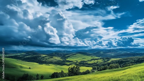 Wallpaper Mural Dramatic sky over rolling hills scenic landscape with clouds and sunlight Torontodigital.ca